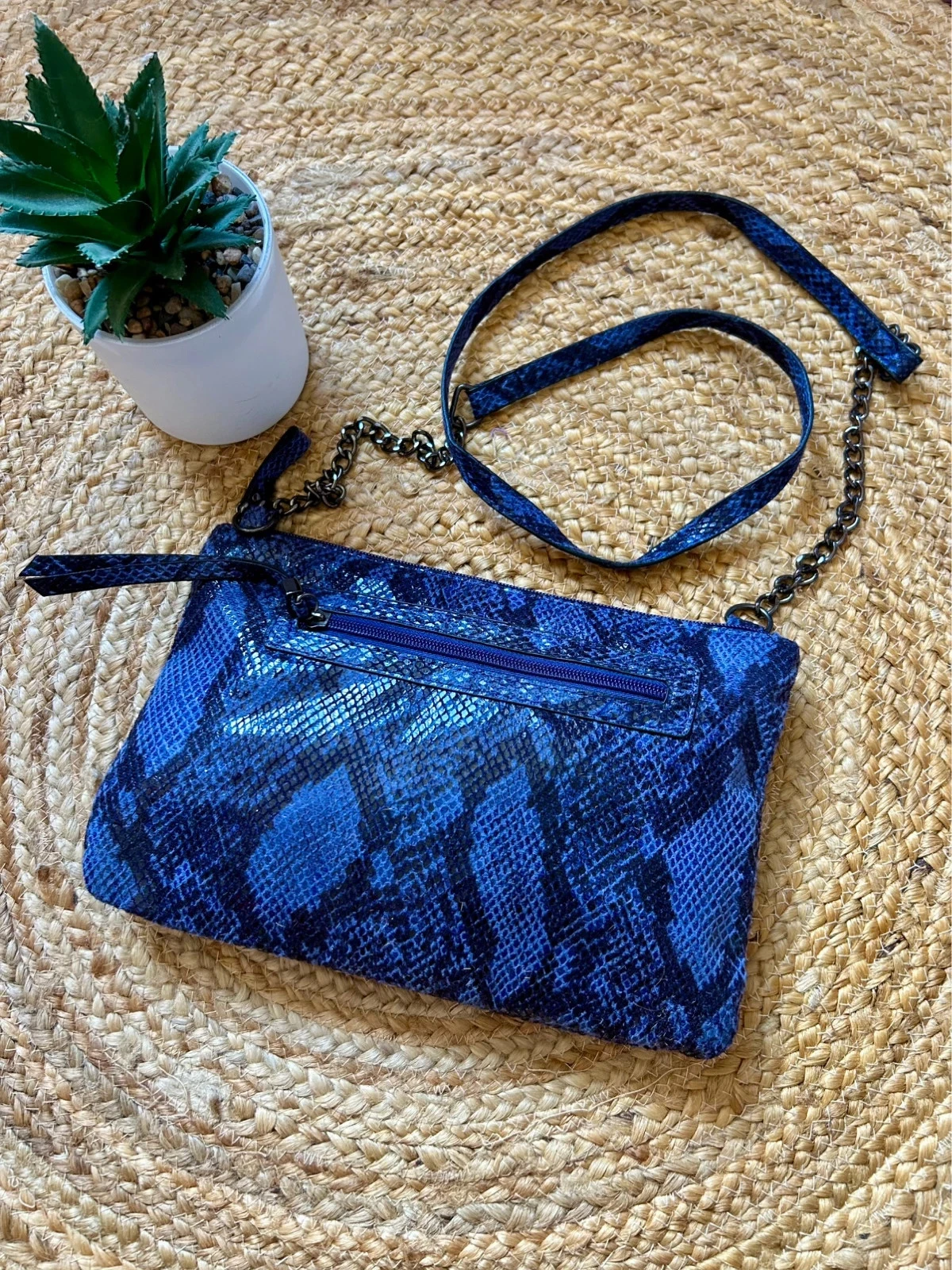 💙🐍Bolsa transversal python azul vintage Y2K glam rock chic com estampa animal crossbody clutch bag🐍🖤 – photo 3